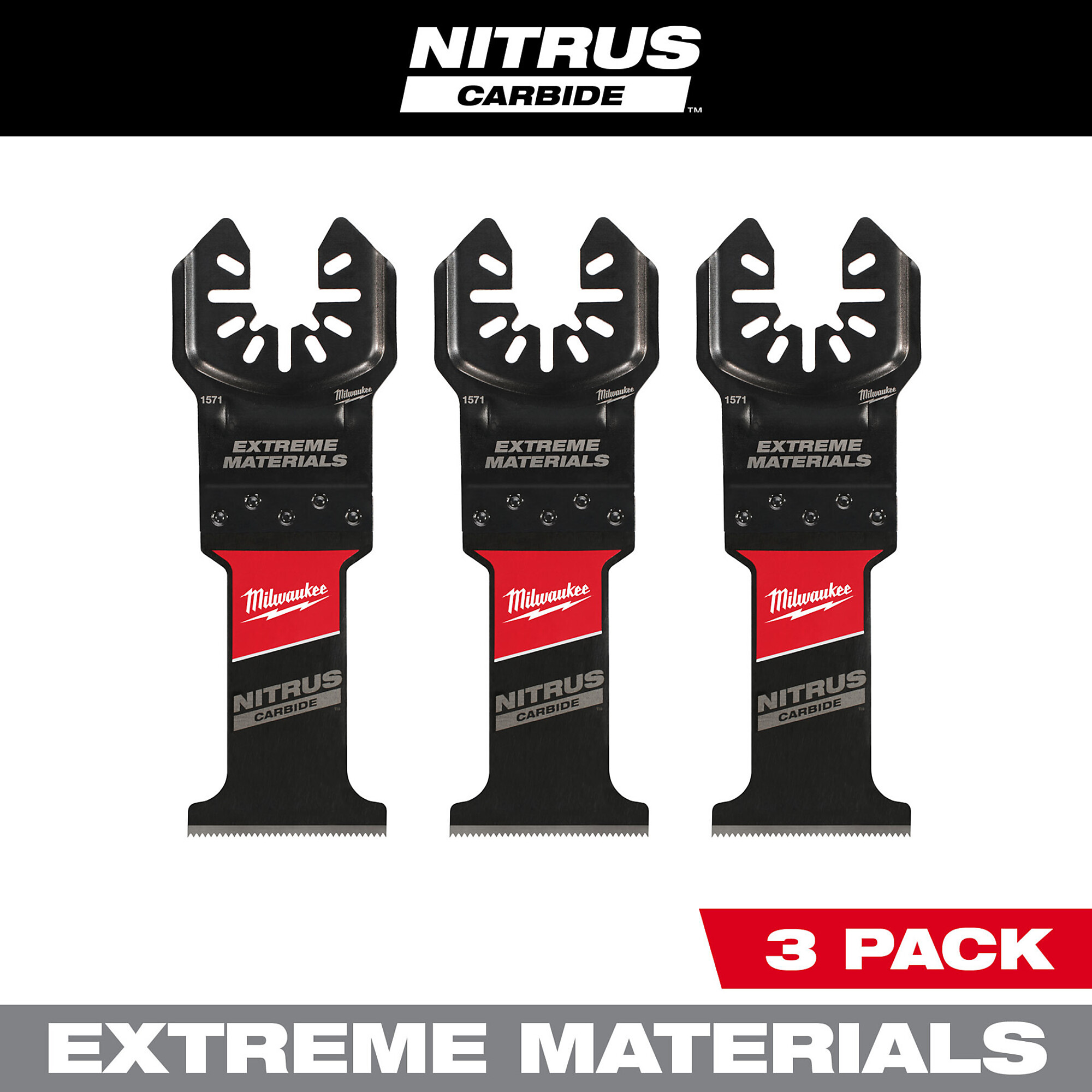 Milwaukee NITRUS™ Carbide Extreme Materials Universal Fit OPEN-LOK™ Multi-Tool Blade (3 PK), Model# 49-25-1573